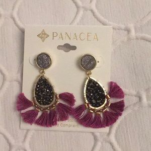 Panacea drusy tassel drop earrings! NWT